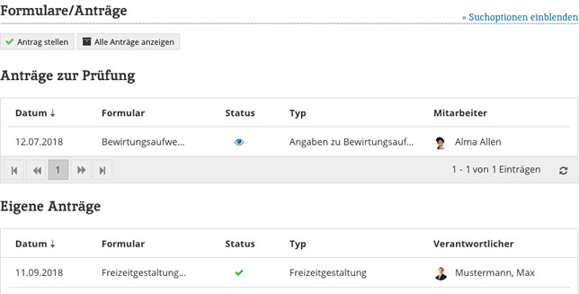 Intranet Formulare Antraege Uebersicht