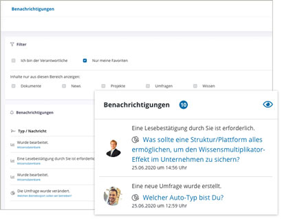 Intranet Software Module Benachrichtigungen