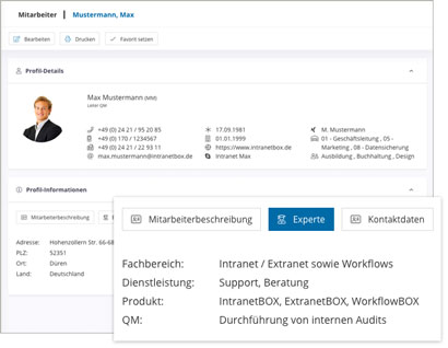 Intranet Software Modul Mitarbeiter