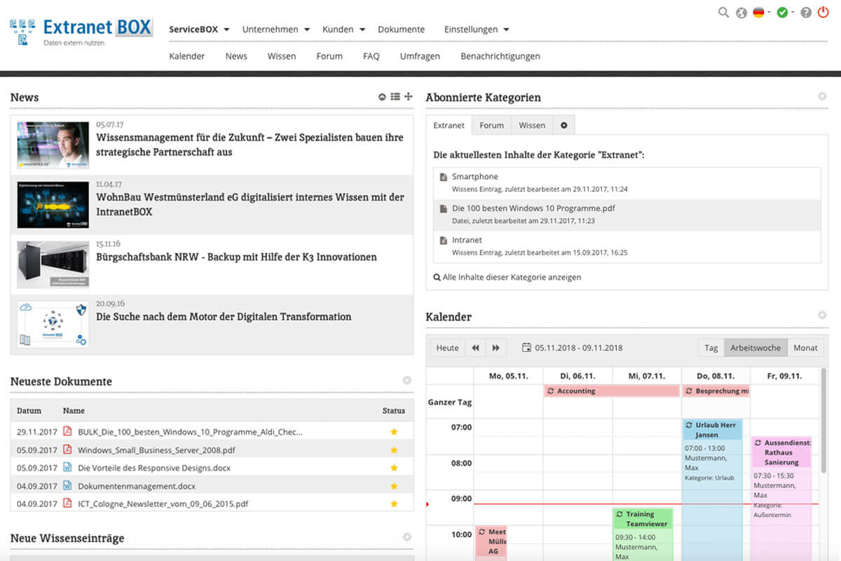 Erweiterungen Intranet Software ExtranetBOX