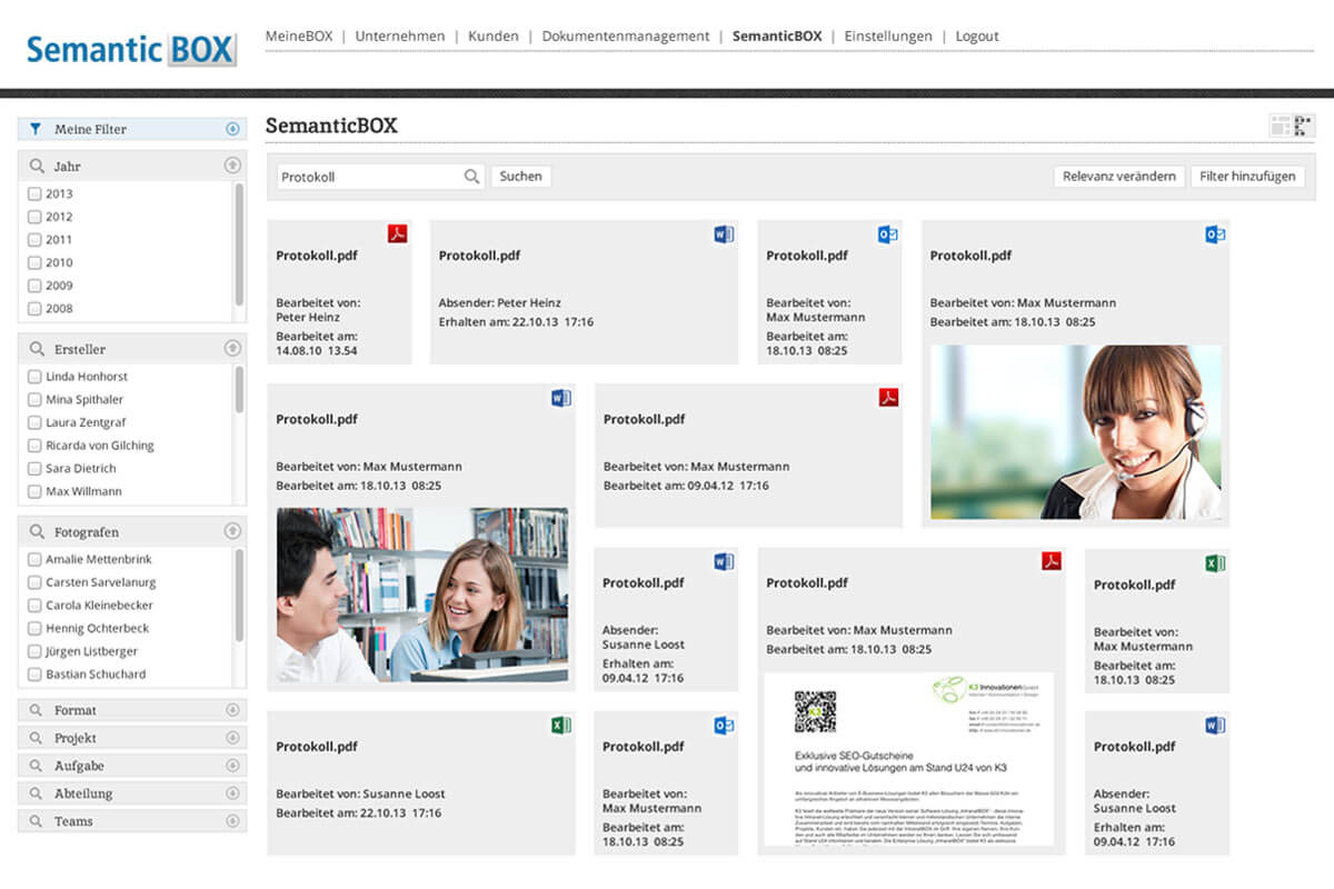 Erweiterungen Intranet Software SemanticBOX